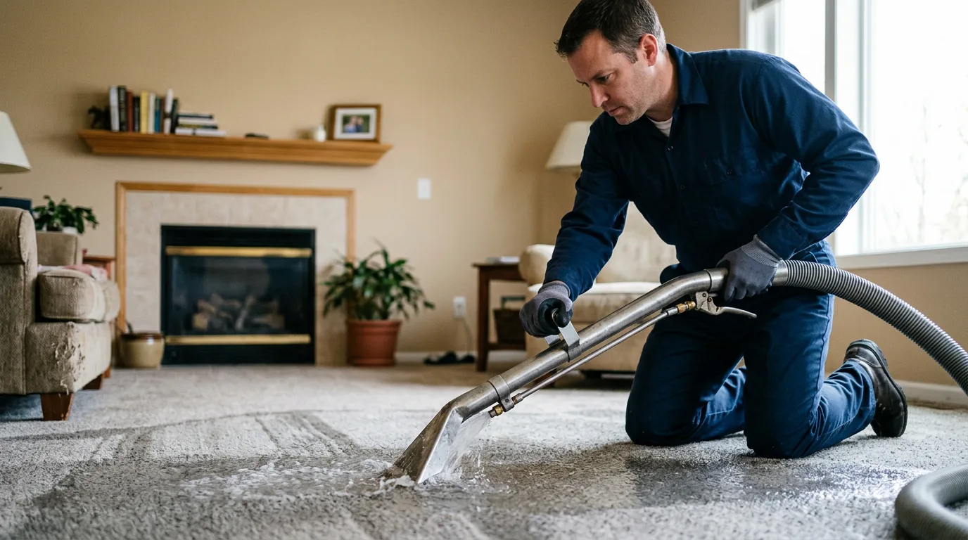 Water damage restoration technician working near Paris, VA